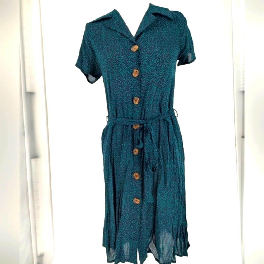 Les Arnis Short Sleeve Button Down Dress